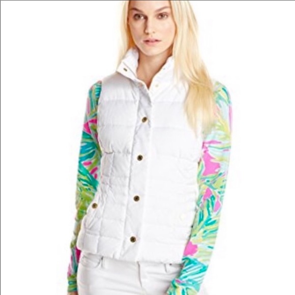 Lilly Pulitzer White Kate Puffer Vest 